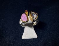 viele neue Opal-Ringe in Silber &amp; vergoldet; hier mit Cobald-Calcit